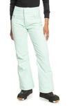 Roxy Diversion Insulated Water Repellent Snow Pants In Fair Aqua