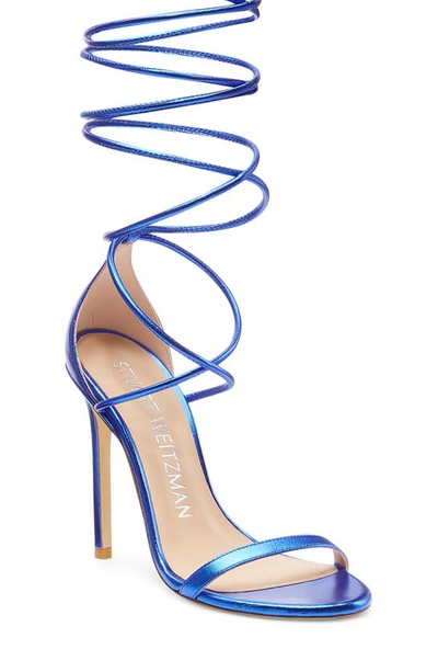 Stuart Weitzman Women's Nudistwrap 110 Leather Lace-up Sandals In Blue