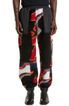 Ambush Printed Panelled Faux Shearling Sweatpants In Multicolor Bla