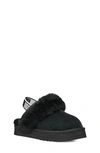 Ugg Kids' Funkette Logo-print Suede And Shearling Platform Slippers 6-10 Years In Black/black