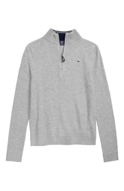 Vineyard Vines Kids' Blank Saltwater Half Zip Pullover Sweater In Light Grey