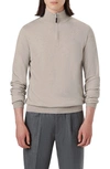 Bugatchi Cotton & Cashmere Quarter Zip Sweater In Lilac