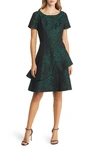 Shani Tiered Jacquard Cocktail Dress In Black Green