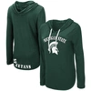 Colosseum Women's  Green Michigan State Spartans My Lover Lightweight Hooded Long Sleeve T-shirt In Green