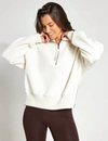 Varley Roselle Recycled Fleece Half-zip Sweater In White