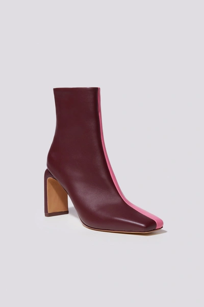 Jonathan Simkhai Kelsey Colorblock Leather Square-toe Heeled Boots In Dark Plum-punch