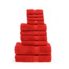 Superior Egyptian Cotton Solid  10-piece Towel Set In Red