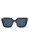 Dior 'midnight S1i 53mm Square Sunglasses In Havana / Green
