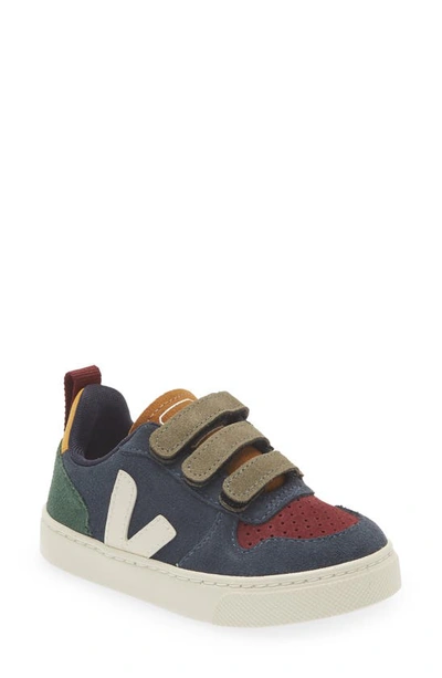 Veja Kids' Small-v Mid Sneakers In Color Block Suede In Blue