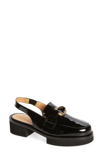 Frame Le Begonia Patent Leather Slingback Loafers In Black