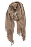 & Other Stories Fringe Wool Scarf In Mole Beige