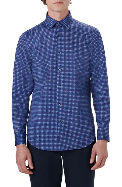 Bugatchi Ooohcotton® Star Print Button-up Shirt In Navy