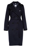 Burberry Kensington Double Breasted Cashmere Trench Coat In Dark Charcoal Blue