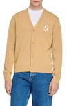 Sandro Buttoned Wool Cardigan In Camel