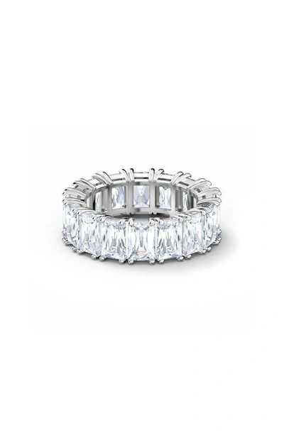 Swarovski Vittore Rectangular Cut Rhodium Plated Ring In White