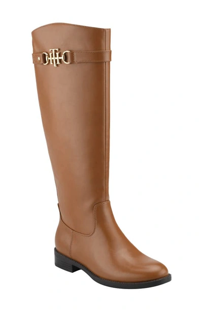 Tommy Hilfiger Calf-length Leather Riding Boots In Tan