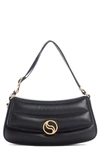 Stella Mccartney Small Monogram Quilted Faux Leather Shoulder Bag In Black