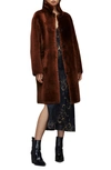 Allsaints Serra Genuine Shearling Coat In Caramel Brown