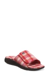 Strole Den Tartan Wool Slide Sandal In Red