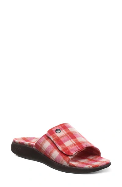 Strole Den Tartan Wool Slide Sandal In Red