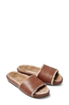 Beek Gallito Genuine Shearling Slide Sandal In Cognac Leather