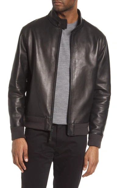 Leather Harrington Jacket | ModeSens