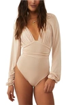 Free People In Your Arms Shirred Bodysuit In Blossom Pe
