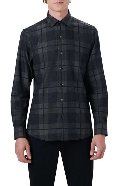 Bugatchi Shaped Fit Print Button-up Shirt In Graphite