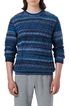 Bugatchi Striped Cable Jacquard Sweater In Air Blue