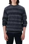Bugatchi Striped Cable Jacquard Sweater In Air-blue