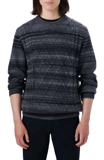 Bugatchi Striped Cable Jacquard Sweater In Air-blue