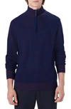 Bugatchi Men's Quarter-zip Mock Neck Pullover Sweater In Midnight