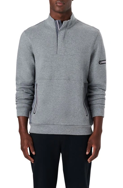 Bugatchi Quarter Zip Sweatshirt In Pewter