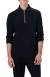 Bugatchi Long Sleeve Quarter Zip Polo In Caviar