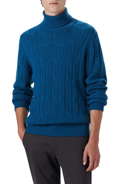 Bugatchi Cable Knit Turtleneck Sweater In Cobalt