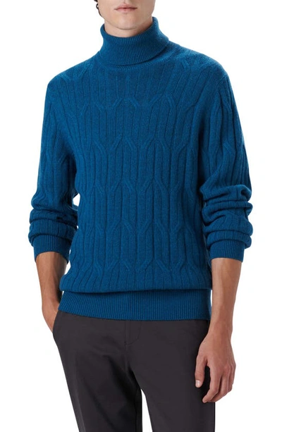 Bugatchi Cable Knit Turtleneck Jumper In Cobalt