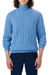 Bugatchi Cable Knit Turtleneck Sweater In Classic Blue