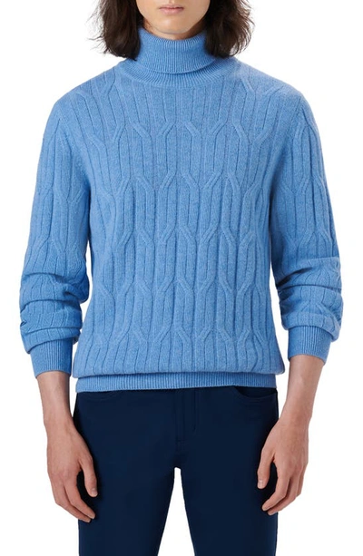 Bugatchi Cable Knit Turtleneck Sweater In Classic Blue