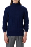 Bugatchi Cable Knit Turtleneck Sweater In Midnight