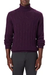 Bugatchi Cable Knit Turtleneck Sweater In Plum