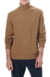 Bugatchi Cable Knit Turtleneck Sweater In Tobacco