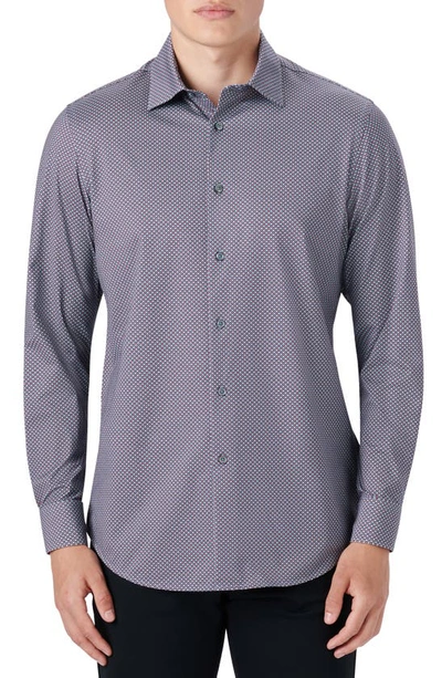 Bugatchi Ooohcotton® Geometric Print Button-up Shirt In Cement
