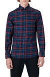 BUGATCHI SHAPED FIT PLAID PRINT STRETCH COTTON BUTTON-UP SHIRT