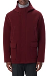 Bugatchi Full Zip Hooded Water Repellent Bomber Jacket In Cabernet