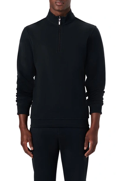 Bugatchi Reversible Knit Quarter Zip Pullover In Caviar