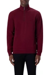 Bugatchi Reversible Knit Quarter Zip Pullover In Cabernet