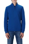 Bugatchi Reversible Knit Quarter Zip Pullover In French Blue