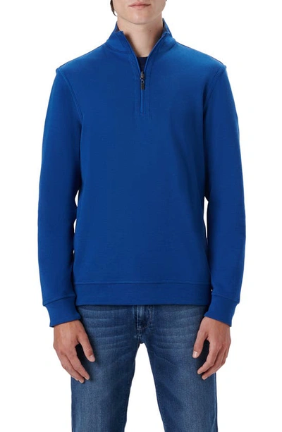 Bugatchi Reversible Knit Quarter Zip Pullover In French Blue