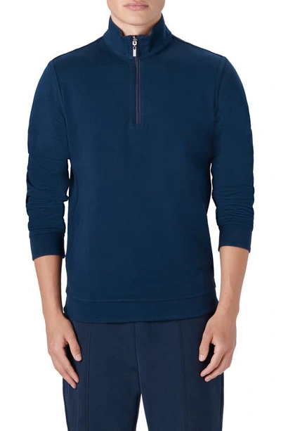 Bugatchi Reversible Knit Quarter Zip Pullover In Navy