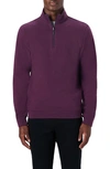 Bugatchi Reversible Knit Quarter Zip Pullover In Plum